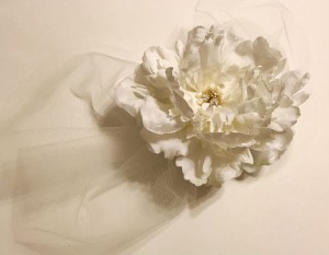 flower corsage with pearl and cubic zirconia