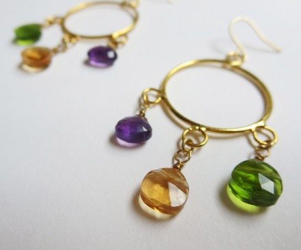 Three stone earrings with K14Goldfilled 3