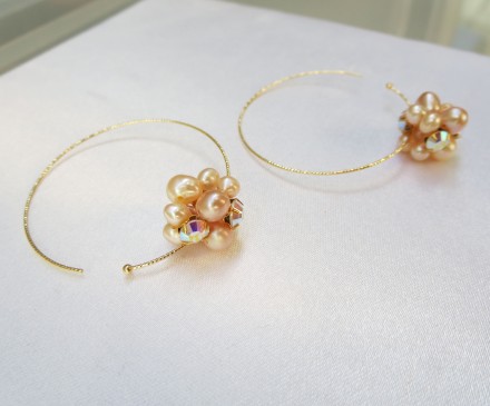 Freshwater Pearl Earrings with K10 Yellow Gold Hoops 3