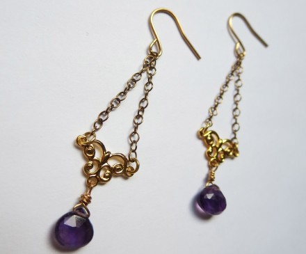 Amethyst EARRINGS WITH K14GOLD FILLED 1