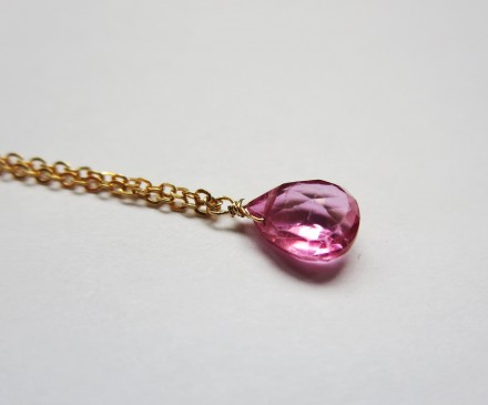 Pink Topaz necklace WITH K14 GOLD FILLED 2
