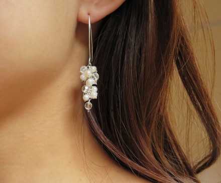 Crystal&Fresh water pearl earrings with Silver925 2