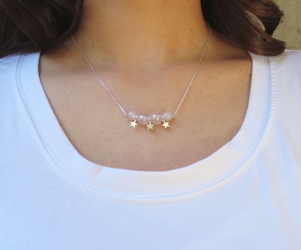 Rose Quartz Necklace with Silver 4