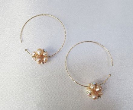 Freshwater Pearl Earrings with K10 Yellow Gold Hoops 1