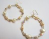 Fresh water pearl and cubic zirconia circle earrings 1