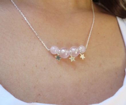 Rose Quartz Necklace with Silver 2
