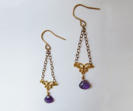 Amethyst EARRINGS WITH K14GOLD FILLED 2