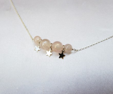 Rose Quartz Necklace with Silver 1