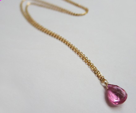 Pink Topaz necklace WITH K14 GOLD FILLED 1