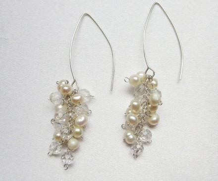 Crystal&Fresh water pearl earrings with Silver925 1