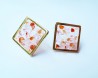Carnelian, Rose quartz, Cherry quartz earrings with Resin – Square – 2