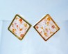 Carnelian, Rose quartz, Cherry quartz earrings with Resin – Square – 1