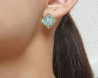 Turquoise & Shell earrings with Resin – Square – 4