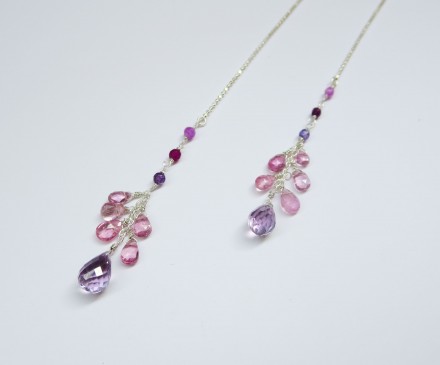 Pink topaz & Amethyst earrings with sterling silver 1