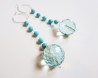 Turquoise & Blue quartz earrings with sterling silver 1