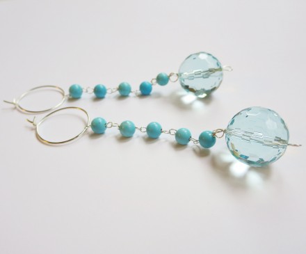 Turquoise & Blue quartz earrings with sterling silver 4
