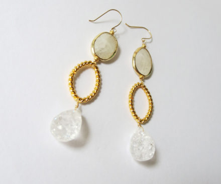K14 Gold filled Blue moonstone and Quartz earrings 2