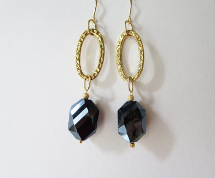 K10 Gold Black earrings 1