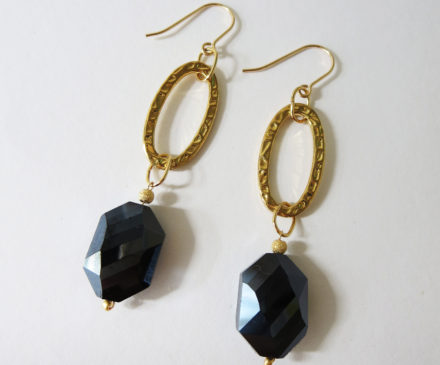 K10 Gold Black earrings 2