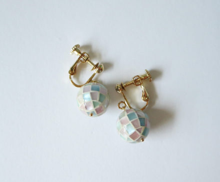 Pink and blue shell earrings 1