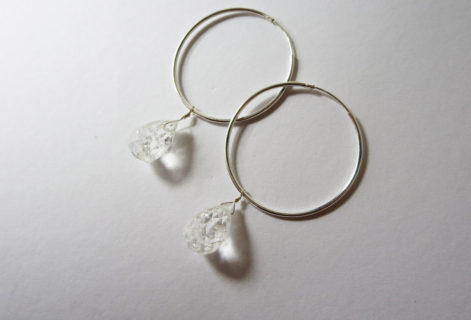 quartz silver hoop earrings