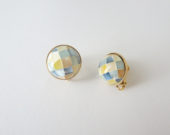 yellow blue shell earrings